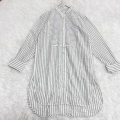 INÉD イネド　ストライプチュニック 五分袖 白　黒　グレー　Ｍ　美品