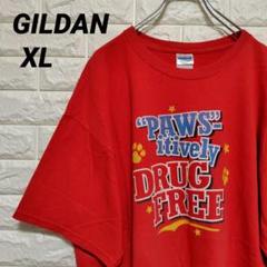 【GILDAN】半袖 ビッグプリントTシャツ レッド US古着 アメカジ