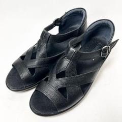 【美品】アキレスソルボ 24.5 クロスレザーストラップサンダル ウェッジソール
