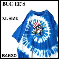 古着 バッキーズ 企業系 タイダイTシャツ 星条旗ハット バッキー君 青 XL
