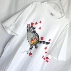 USA製 Crazy Shirts クリバンキャット 猫×ハート Tシャツ 白