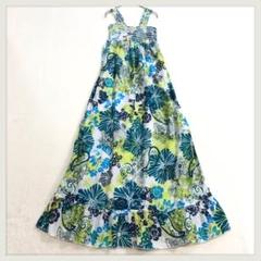 236 ムームー　サマードレス　ロング丈ワンピース　花柄　ハワイアン　M