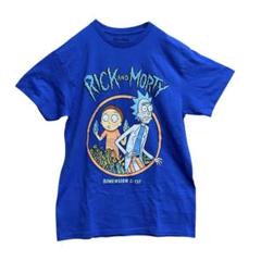 リック＆モーティー　メンズＴシャツ　青　Ｍ　アメカジ　古着　キャラＴ【3306】