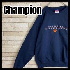 Champion スウェット カレッジ クリムゾン 大学 アーチ 刺繍 丸首