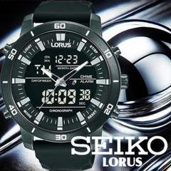 セイコーLORUSハイブリッド腕時計メンズ全身黒塗100m防水 日本未発売 新品 セイコーLORUSハイブリッド腕時計メンズ全身黒塗100m防水 日本未