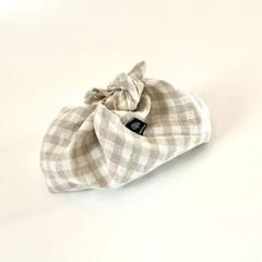 再販②お弁当箱入れ　リネン　オリジナル　あずま袋　ナチュラル　ギンガムチェック