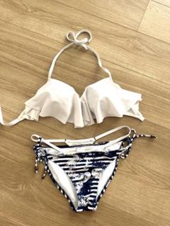 ビキニ　水着　ホワイト✖️ネイビー　美品