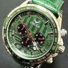 新品 ONOLA オマージュクロノグラフウォッチ メンズ腕時計 グリーンLZ