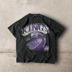 USA古着90年代NBAサクラメントキングスビッグロゴTシャツ黒シングルステッチ