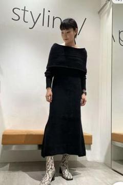 大人気 スタイリング オフショルダー ロング ニットワンピース ロングワンピース Mcs No