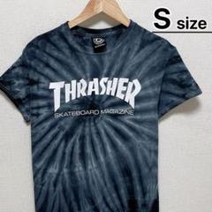 THRASHER　00s　Tシャツ　S　タイダイ柄　ブラック　ロゴ　USA古着