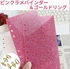 なページ　アクリルバインダー　クリームレッドピンクラメ ピンクラメバインダー＆ゴールドリングセット A6 アクリル 現金