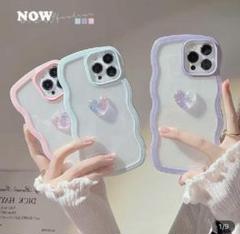 アイフォンケース　iPhone 14 パステルカラー　韓国　背面クリア　ハート