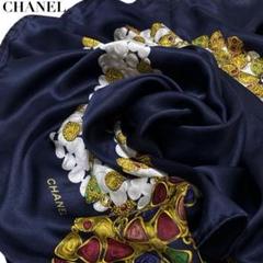 【国内正規品】 美品‼︎ シャネル ブローチ柄 85×85 大判スカーフ ◇CHANEL◇ 小物