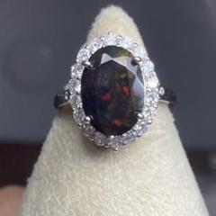 天然石リング　ブラックオパール　遊色綺麗　9*7mm SV925刻印 天然石リング ブラックオパール 9*7mm 遊色綺麗 SV925刻印
