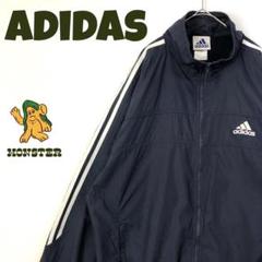 1349 90s アディダス　ロゴ　袖ライン　ジャージ　トラックジャケット　紺
