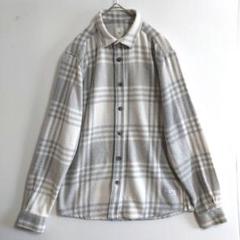 2464　RIVER ISLAND　長袖ネルシャツ　M　白灰　やや厚手　US古着