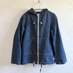 オーシバル　リネン混デニムフーディージャケット　ジップパーカー
