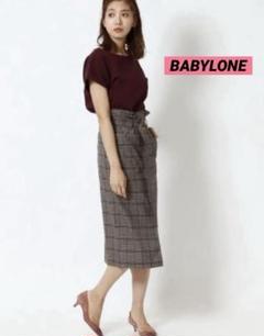 美品 BABYLONE チェック ロングスカート ハイウエスト 36