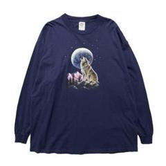 ヴィンテージ オオカミ 狼 遠吠え アニマル 長袖Tシャツ ロンT