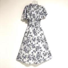 美品！mily bilet花柄フレア袖ワンピースミリービレットウエストゴム　M