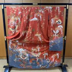 正絹振袖 身丈163.5/裄66.5/正絹/紫系ラメ/金駒刺繍/パールトーン加工 ...