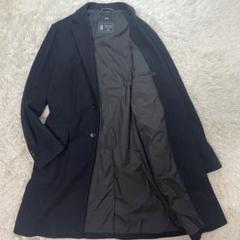 美品/L シップス　チェスターコート　ロング丈　カシミヤ混　super140 紺 SHIPS: ウール/カシミヤ ロング チェスターコート（チェスター