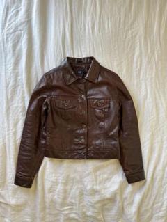 GAP ギャップ 牛革 スエード レザージャケット S ブラウン キルティング 14AW GAPレザージャケット シングルライダース リアルレザー