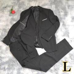 新品✨️スーツ メンズ スリーピーススーツ スリム 無地 ブラック Ｌ
