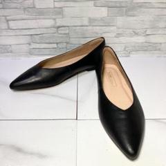 極美品 ピシェアバハウス 最高パンプス フラットシューズ 本革 黒 23