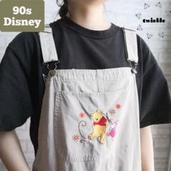 【90's】Disney くまのプーさん ピグレット刺繍 レトロ オーバーオール