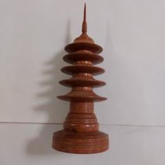 浮月挽物名工　田中光月作　塔　高さ約53.5cm　ガラスケース　V　R4231B 浮月挽物名工 田中光月作 塔 高さ約53.5cm ガラスケース