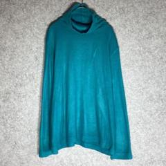 ユニクロ（LL）ソフトタッチタートルネックTシャツ☘️長袖/グリーン系/緑