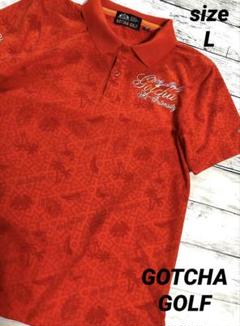 ガッチャゴルフ　半袖　L　メンズ　ポロシャツ　総柄　GOTCHA GOLF