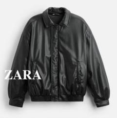 ZARA フェイク レザー クロップド パファー ジャケット ショート丈 M