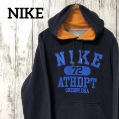C725 NIKE アメリカ古着 ゆるだぼ パーカー ネイビー M 刺繍