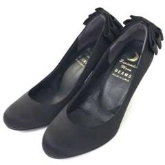 極美品✨ビームス バックリボン 23cm ヒールパンプス 黒 ラウンドトゥ