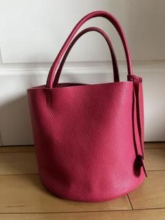kotty 牛革　シュリンクレザーバケツバッグ　ハンドバッグ　美品チェリーピンク