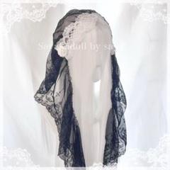 ♡ MAID ヴェール付き レースヘッドドレス 2way black wh