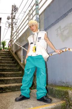 9090 グリーン　ペイントスプラッシュ ワークパンツ 9090 Original Painter Pants – YZ
