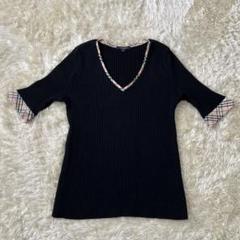 極美品 近年モデル BURBERRY ノバチェック シルク混 半袖ニット L tokyobrand_14000359
