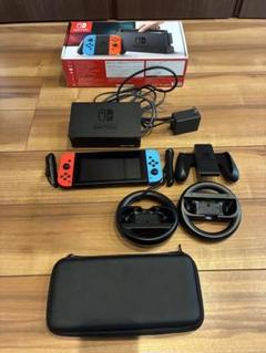 海外最新 Nintendo Switch ネオンブルー ＋マリオカートハンドル2個セット Nintendo Switch