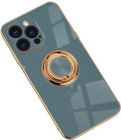 iPhone12pro ケース TPUリングケース グレーブルー