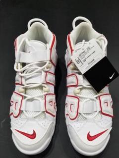 dy5 NIKE モアテン 黒×白×赤 ビッグロゴ スニーカー 26cm - メルカリ
