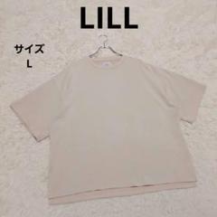 LILL サイドスリットハイポンチビッグシルエット5分袖ドレープカットソー L