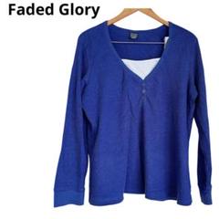 【Faded Glory 】2X 青 長袖Tシャツ
