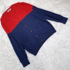 LIMPIES【L】カーディガン　レッド　ネイビー　大きいサイズ　メンズ　薄手