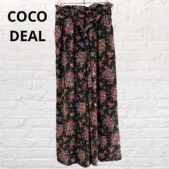 COCODEAL♡ココディール 花柄ワイドパンツ S 黒 ウエストゴム 古着