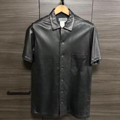 Yohji Yamamoto POUR HOMME レザー半袖シャツ 羊革 黒色 m47798375477_1.jpg?1742811672