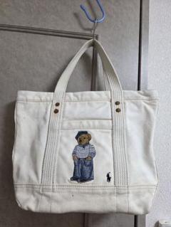 良品✨ポロラルフローレン ハンドバッグ ポロベア刺繍 完売品 キャンバス 希少 良品✨ポロラルフローレン ハンドバッグ ポロベア刺繍 完売品